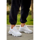 Zapatos KB707 Erkek Günlük Bağcıklı Cilt Triko Spor Sneaker Ayakkabı Ctbt - Beyaz
