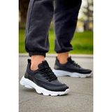 Zapatos KB707 Erkek Günlük Bağcıklı Cilt Triko Spor Sneaker Ayakkabı Ctbt - Siyah - 001-Siyah