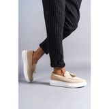 Zapatos SLW154 Blaze Bağcıksız Püsküllü Süet Erkek Günlük Spor Klasik Ayakkabı Sbt - Krem - 03-Krem