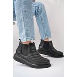 Zapatos SLW205 Boston Bağcıksız Cilt Erkek Spor Bot St - Siyah - BLK-Siyah