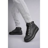 Zapatos SLW206 Ottawa Bağcıklı Cilt Erkek Günlük Spor Bot St - Siyah - BLK-Siyah