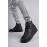 Zapatos SLW207 Oslo Bağcıklı Cilt Erkek Günlük Spor Bot St - Siyah - BLK-Siyah