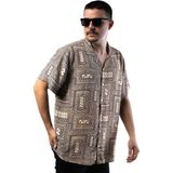 Zar Desenli Büyük Beden Erkek Gömlek – Desenli Renkli Rahat Kesim Viskon - 4XL - Kahverengi
