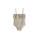 ZARA Çiçekli Volanlı Çocuk Plaj Mayosu, Kum, beden: 4-5 Yaş