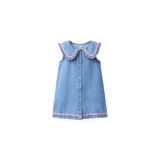 ZARA Dalgalı Bebe Yaka Denim Elbise, Mavi, beden: 6 Yaş (116 Cm)