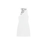 ZARA Puantiye Desenli Halter Fular Elbise, Beyaz, beden: M