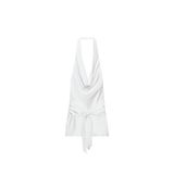 ZARA SATEN YÜZEYLİ HALTER MİNİ ELBİSE, Beyaz, L beden