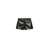 Zara T.bermudas Suni Deri Mini Şort, Çikolata