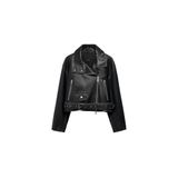 Zara W.short-outwear Zw Collectıon Lımıted Edıtıon Deri Bıker Ceket, Siyah