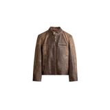 ZARA YIKAMA EFEKTLİ DERİ BIKER CEKET, Kahverengi, XL (US XL) beden