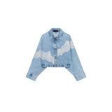 ZARA Z1975 Kısa Dantel Denim Ceket, Donuk Mavi, beden: M-l