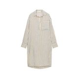 ZARA ZW COLLECTION%100 KETEN ÇİZGİLİ GÖMLEK ELBİSE Mavi M