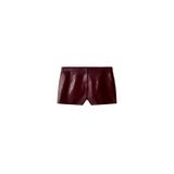 ZARA%100 Deri Mini Şort, Lâl, beden: S