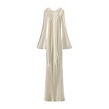 ZARA%100 İpek Drape Elbise, Kirli-beyaz, beden: L