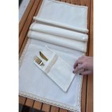 zarafet concept Duck Keten Vintage 4 Kenarı Dantel Detaylı Runner 40 x 110