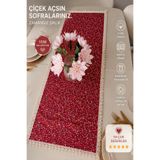 zarafet concept Modern Kırmızı Dekoratif Dantel Detaylı Vintage Runner 40x110cm