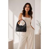Zarena Official Stud - Kadın Troklu Zımbalı Hilal Hobo Omuz Çantası - Siyah