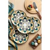 Zarif Geometrik Desenli 6 Adet 20 Cm Pasta Ve Tatlı Tabağı Sunum Tabak