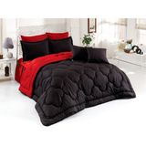 Zarif Home %100 Pamuk Nefes Alan Doğal Ranforce Kıng Size Silikon Yorgan-Fabrika Üretimi-220/240 cm - Kırmızı - Siyah - 160 x 220 cm