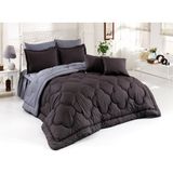 Zarif Home Doğal Ranforce Kıng Size Silikon Yorgan-fabrika üretim-220/240 cm - Antrasit - Gri - 160 x 220 cm