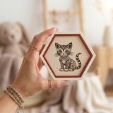 Zarif Kedi Silüetli Modern Dekoratif Obje, Hayvanseverler İçin Estetik ve Şık Bir Hediye 10x10 cm