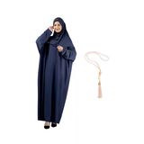 Zarif Namaz Elbisesi Ve Türban Tesbih Set Tesettür Şal Müslüman Kıyafetleri Abaya Navy Blue Tek Ebat