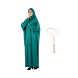 Zarif Namaz Elbisesi Ve Türban Tesbih Set Tesettür Şal Müslüman Kıyafetleri Abaya Yeşil Tek Ebat