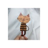 Zarif Seçkiler Retro Kedi Temalı Saç Tokası / ÇİZGİLİ