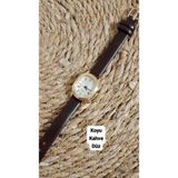Zarif Tasarım Retro Vintage Kadın Kol Saati Oval Gold Kasa Koyu Kahve Renk 0014 - 20 cm.
