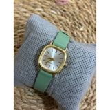 Zarif Tasarım Retro Vintage Kadın Kol Saati Su Yeşili Düz Renk 0021 - 20 cm.