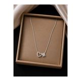 Zarifce Takı M Harfi Çelik Silver Kalpli Harfli Düğüm Kolye Çelik Harfli Kolye Çelik Kolye 45 CM