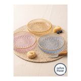 zaTen Pazar 6 Kişilik Pasta Kek Seti. 6lı renkli yaldızlı cam tabak,tatlı tabağı,sunumluk,çerezlik,kurabiyelik 12cm