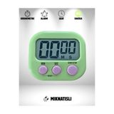 ZAUSS Yeşil - Dijital Ekranlı Alarmlı Mıknatıslı Ayaklı Mutfak Zamanlayıcı Fırın Timer Maks. 99 Dakika
