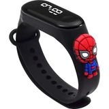 Zavira Çocuk Kol Saati LED Dokunmatik Su Geçirmez Spiderman Örümcek Adam - Mat Siyah