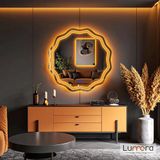 Zavira Led'li Lazer Kumlamalı Lavabo & Banyo Aynası (Dokunmatik Sensörlü) amber ledli 80 x 80