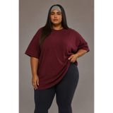 ZAVIXO Büyük Beden Kadın Basic Oversize Tişört Bisiklet Yaka Kısa Kollu Rahat Salaş Günlük Tişört Saks Mavi bordo mavi