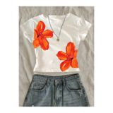 ZAVIXO -Kadın %100 Pamuk Crop Top Slim Fit Yazlık Şık Tişört