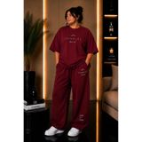 ZAVIXO Kadın Büyük Beden Oversize SIMPLE Baskılı 2'li Eşofman Takımı Rahat Pamuklu Kalıp Günlük Streetwear Bordo XL 2XL 3XL 4XL 5XL 6XL 7XL 8XL 9XL