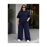 ZAVIXO Kadın Oversize Basic İkili Takım Kısa Kollu Tişört Bol Paça Pantolon Takım