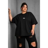 ZAVIXO Kadın Oversize Basic Minimal Logo Baskılı Tişört Bisiklet Yaka Salaş Günlük Pamuklu Tişört – Siyah, Beyaz, Kahverengi L XL 2XL 3XL 4XL 5XL 6XL 7XL 8XL 9XL