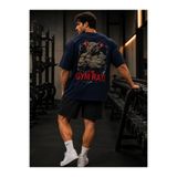 ZAVIXO Oversize Erkek Spor Tişört Gym Rat Baskılı Premium Pamuk Fitness Antrenman Günlük Kullanım Active Fit