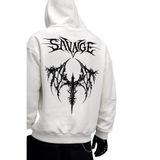 ZAVIXO Savage Baskılı Kapüşonlu Oversize Sweatshirt Gotik Tribal Sırt Desenli Streetwear Hoodie