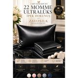 ZAVO Zavosilk %100 Saf Dut İpeği Yastık Kılıfı 2'li Set - 22 Momme Ultra Lüks Mulberry İpek - Siyah