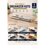 Zayas Shopping Çok Amaçlı Organizer Saklama Kutusu 24x6x5 cm – Kilitli Şeffaf Çatal Kaşık, Diş Fırçası, Kalem ve Makyaj Düzenleyici Kutu (1 Adet)
