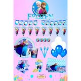 Zayna's Elsa Frozen Temalı 24 Kişilik Full Doğum Günü Parti Seti - Mavi
