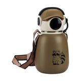 Zayre Gamer 500 ml Paslanmaz Çelik Kahverengi Termos Matara Pipetli Çocuk Suluğu Uzun Ömürlü Kullanım İçin
