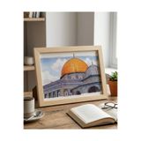 Zaytoon Duvar Tablosu Kudüs Kubbetüs Sahra Kubbetüs Silsile Ahşap Çerçeve 15x20 cm