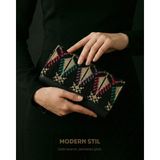 Zaytoon El Çantası Filistin Tatreez Nakışlı Gold Renk Clutch Çanta 10x19 cm
