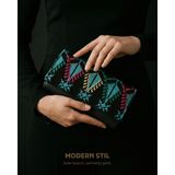 Zaytoon El Çantası Filistin Tatreez Nakışlı Mavi Clutch Çanta 10x19 cm