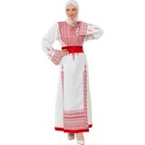 Zaytoon Filistin Nakışlı Modern Beyaz Kaftan Elbise - Geleneksel Şıklık - Kırmızı